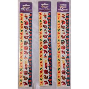 Sticker Borders Sandylion OS Fall Autumn Harvest Pumpkins Leaves 3 Pack